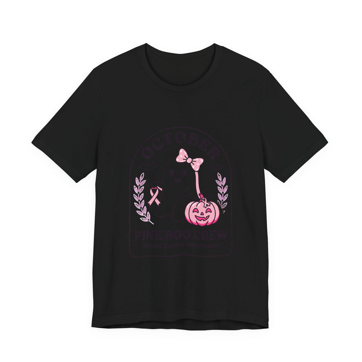 Pink Boo Crew Ghost Tee | Breast Cancer Awareness, Ribbon October