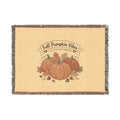 Autumn Pumpkin Woven Blanket — Cozy Fall Throw with 'Pumpkin Vibes' Design