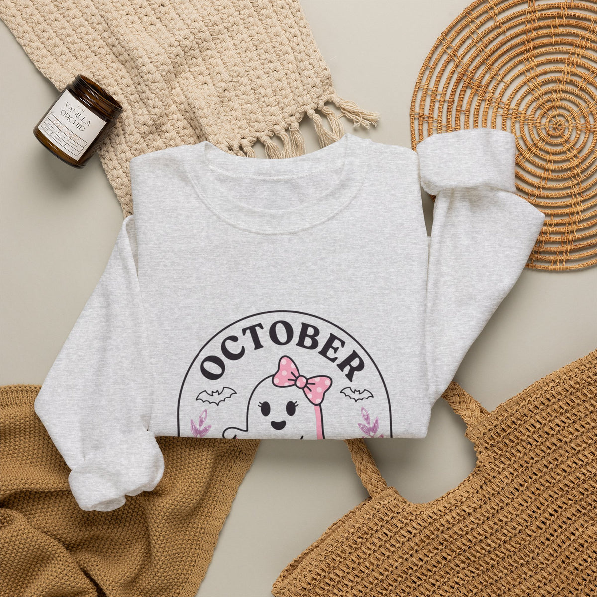 October Pink Boo Crew Sweatshirt | Breast Cancer Awareness, Ribbon