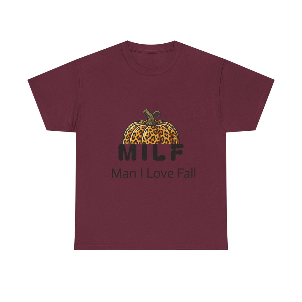 Fall Graphic Tee — "MILF: Man I Love Fall" Pumpkin Leopard Print