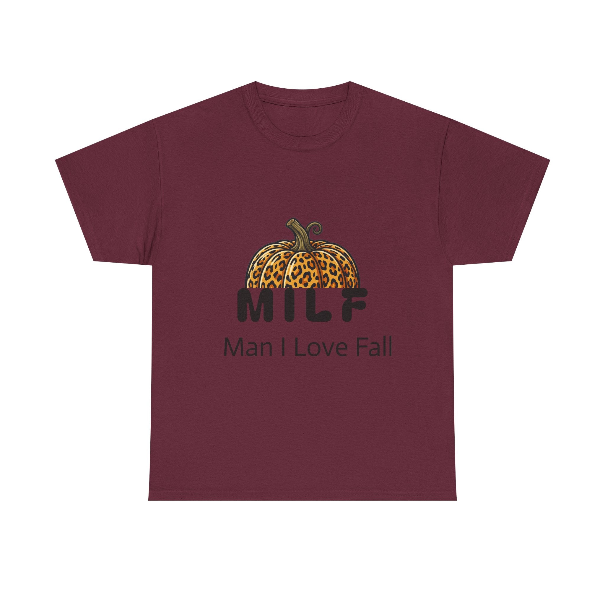 Fall Graphic Tee — "MILF: Man I Love Fall" Pumpkin Leopard Print