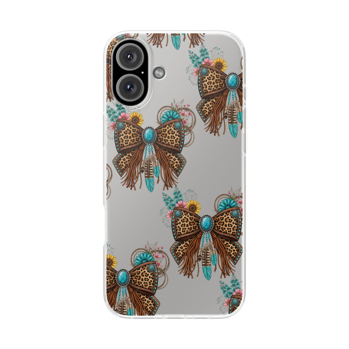 Leopard Turquoise Bow Phone Case