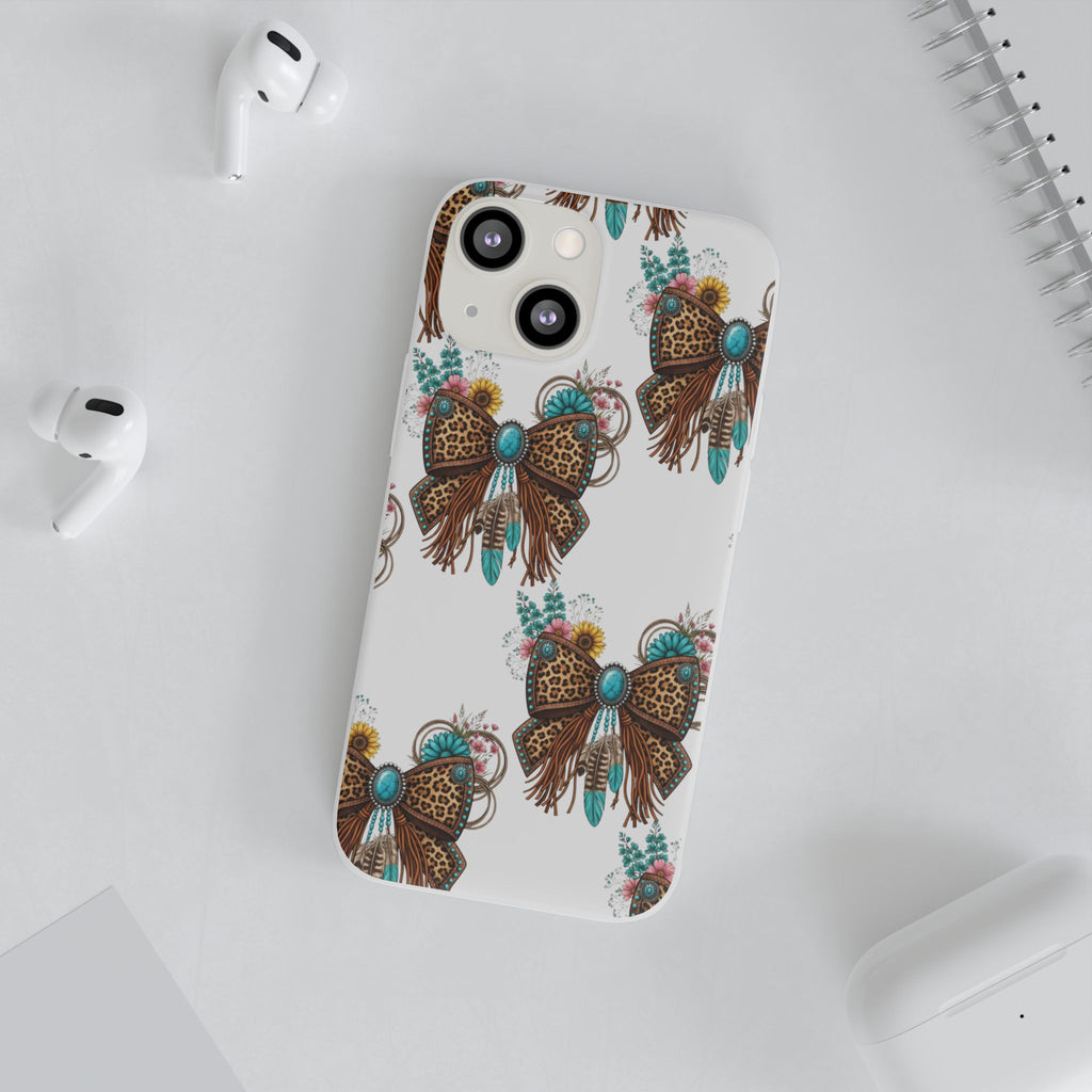 Leopard Turquoise Bow Phone Case