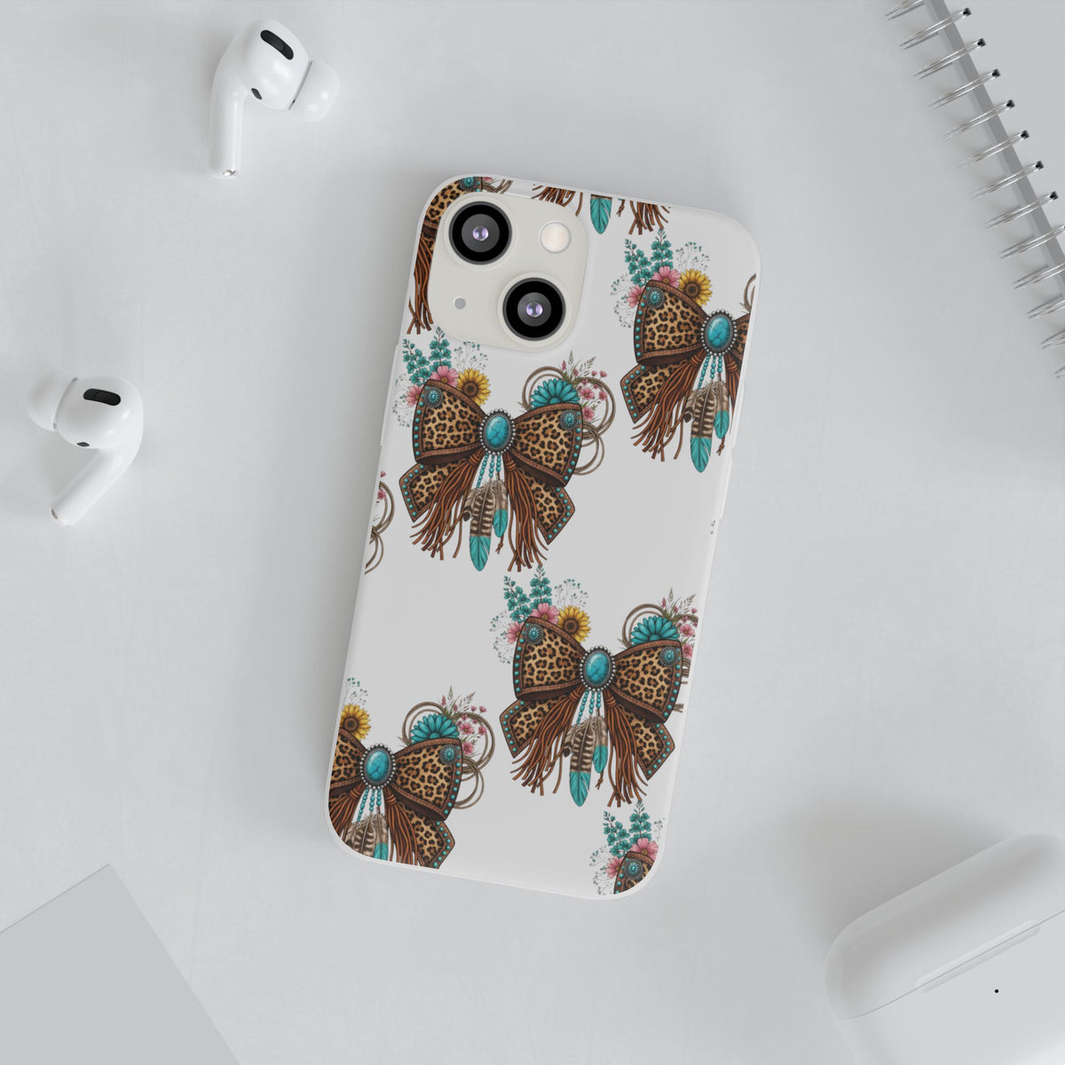 Leopard Turquoise Bow Phone Case