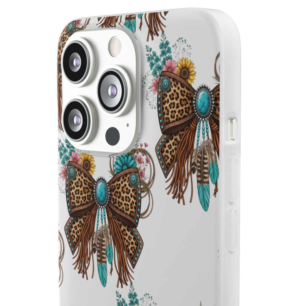 Leopard Turquoise Bow Phone Case