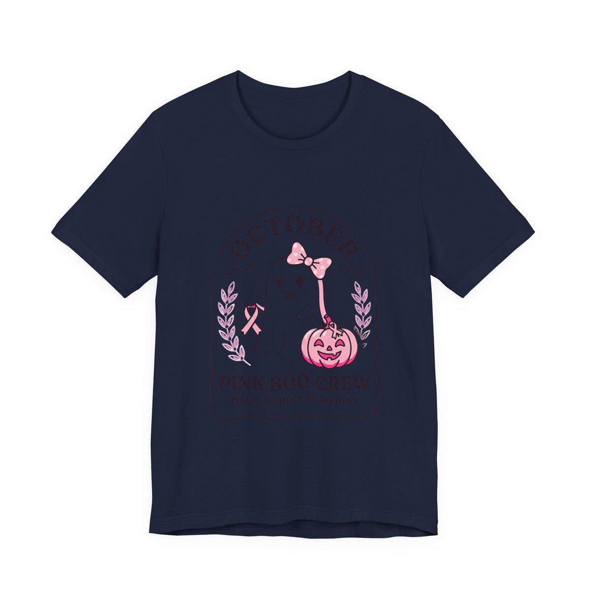 Pink Boo Crew Ghost Tee | Breast Cancer Awareness, Ribbon October
