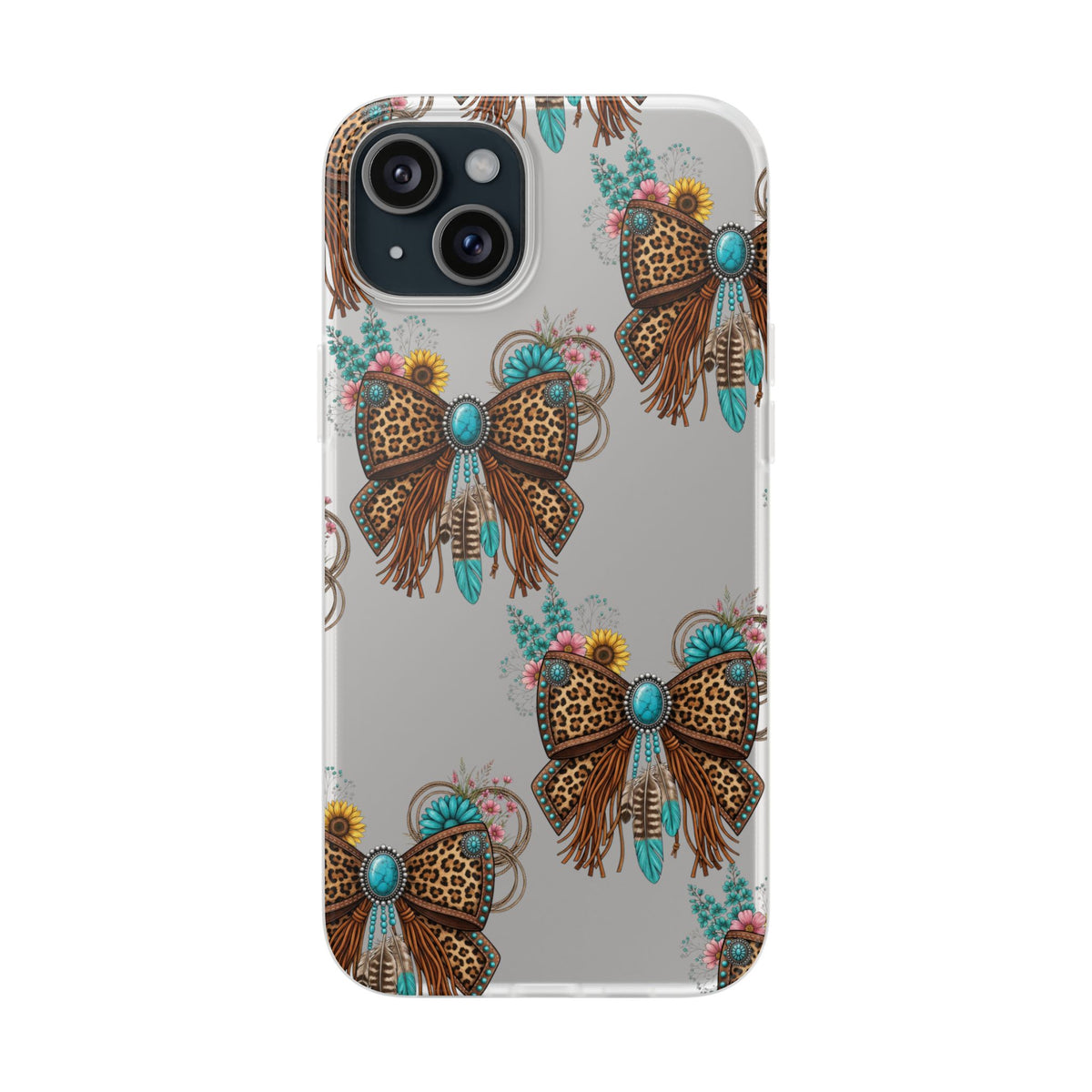 Leopard Turquoise Bow Phone Case