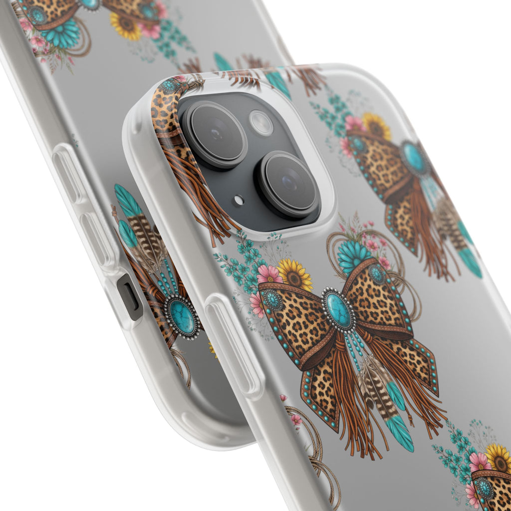 Leopard Turquoise Bow Phone Case