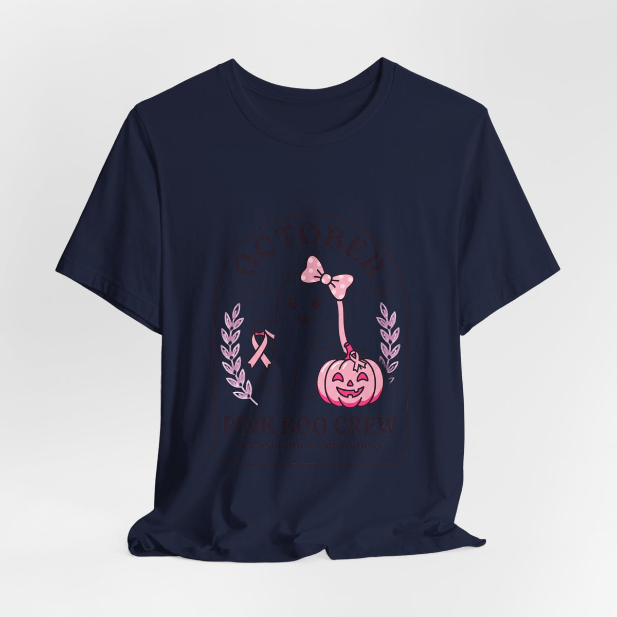 Pink Boo Crew Ghost Tee | Breast Cancer Awareness, Ribbon October