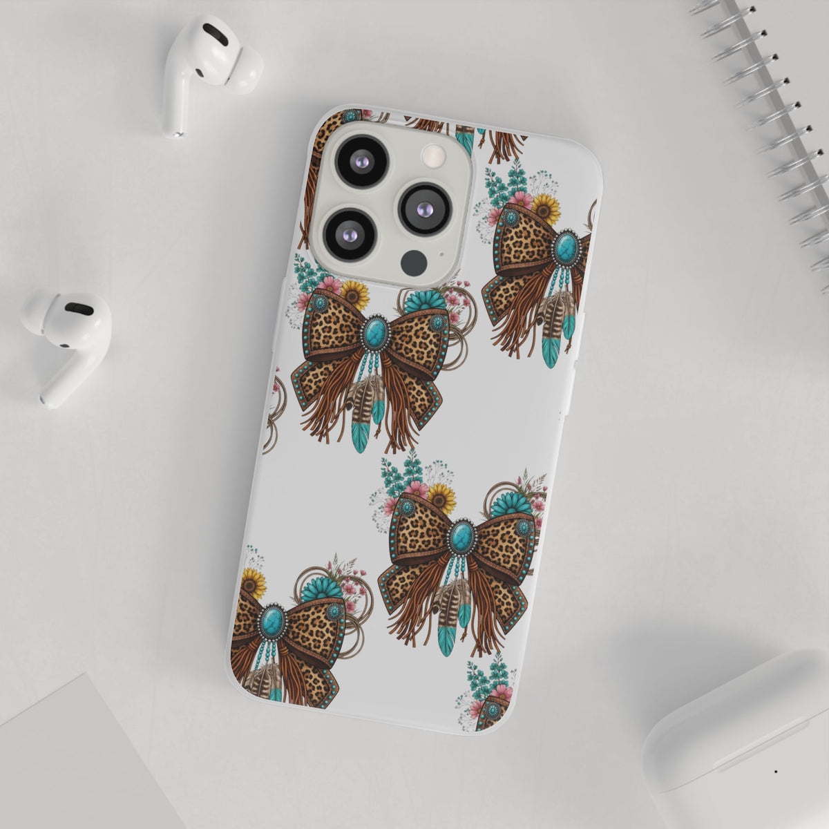 Leopard Turquoise Bow Phone Case