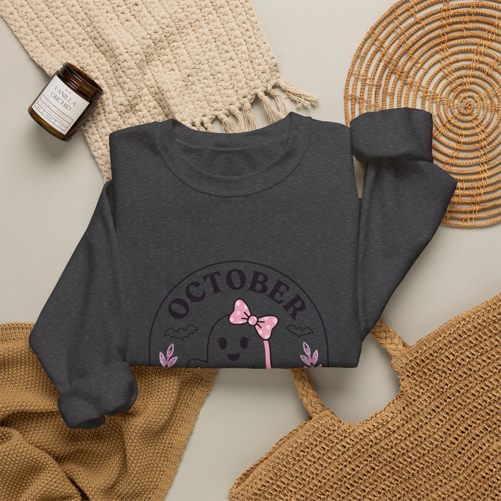 October Pink Boo Crew Sweatshirt | Breast Cancer Awareness, Ribbon