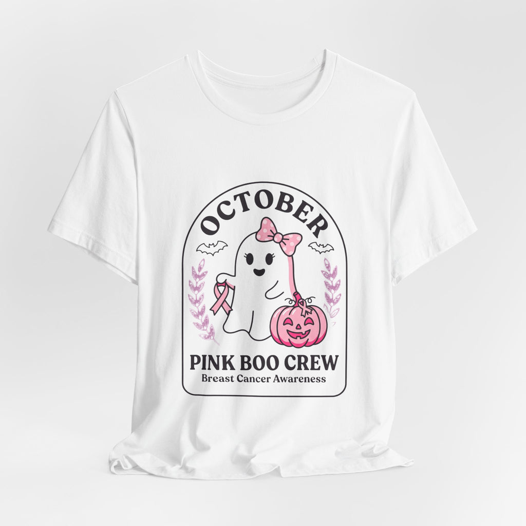 Pink Boo Crew Ghost Tee | Breast Cancer Awareness, Ribbon October