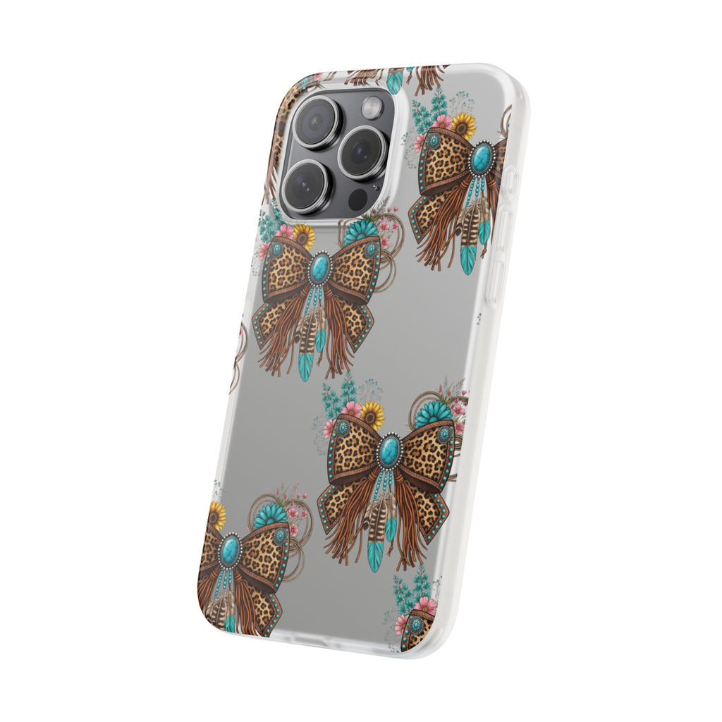 Leopard Turquoise Bow Phone Case