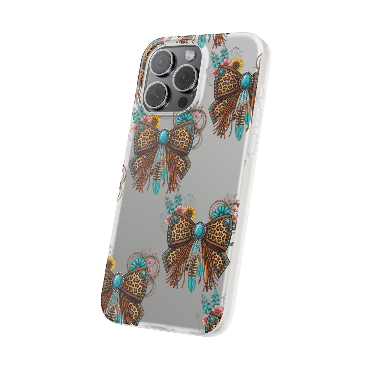 Leopard Turquoise Bow Phone Case