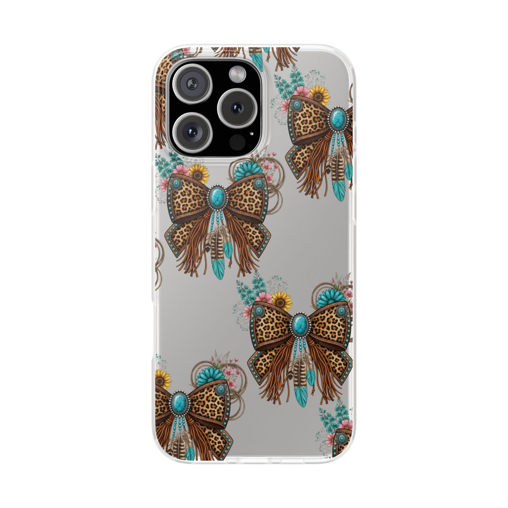 Leopard Turquoise Bow Phone Case