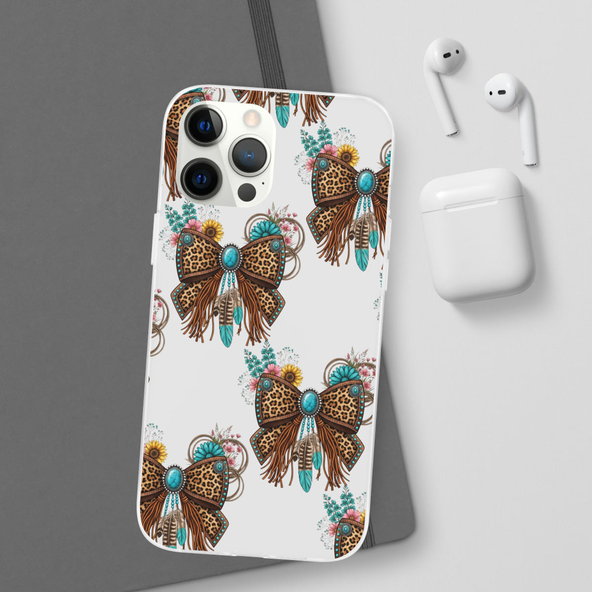 Leopard Turquoise Bow Phone Case