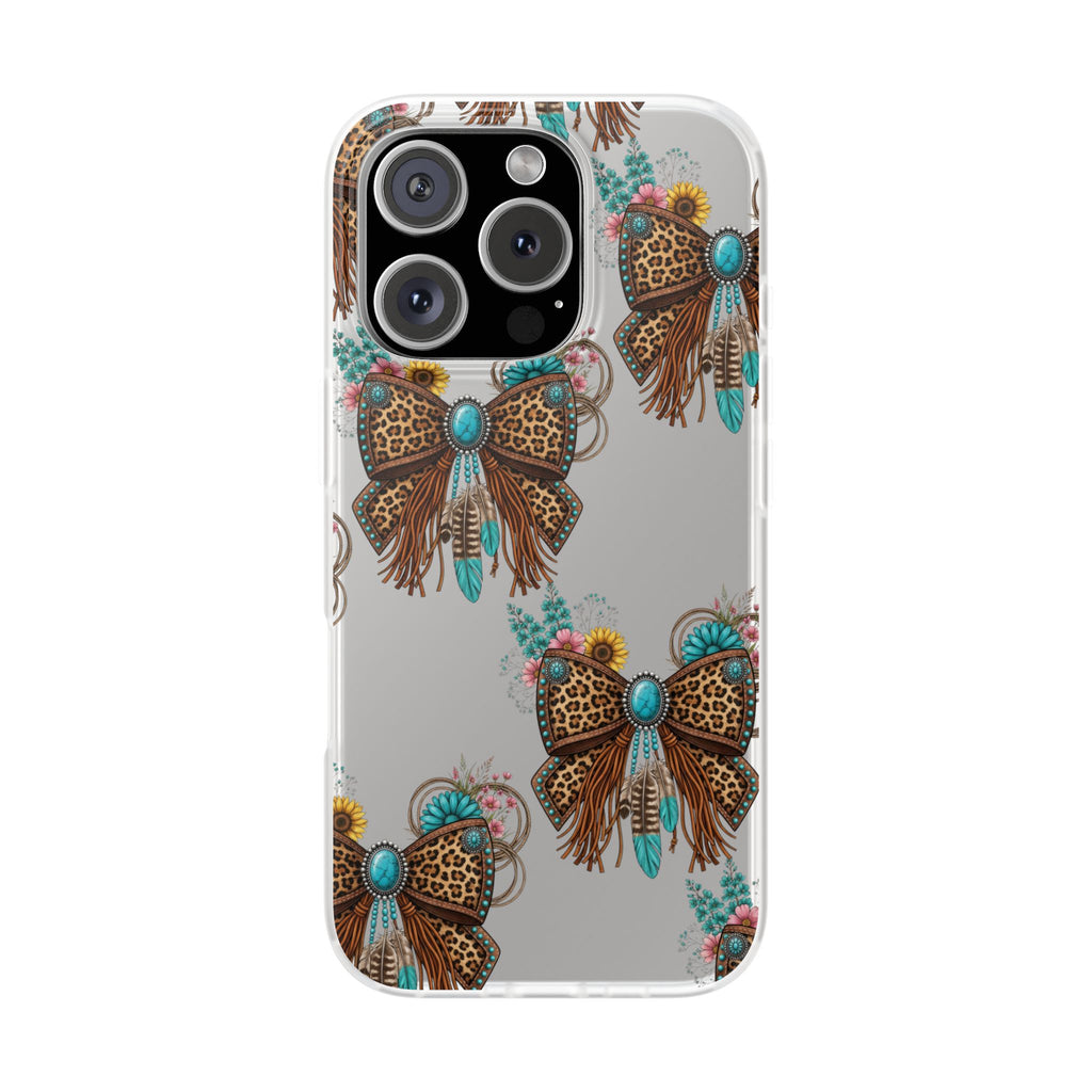 Leopard Turquoise Bow Phone Case