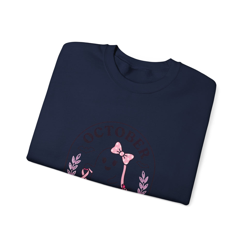 October Pink Boo Crew Sweatshirt | Breast Cancer Awareness, Ribbon
