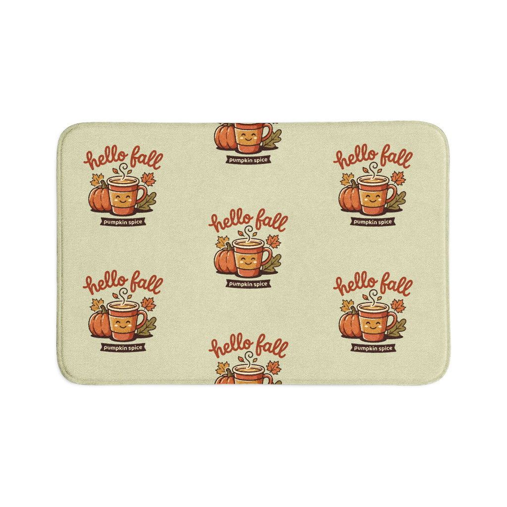 Hello Fall Pumpkin Spice Bath Mat Set — 3-Piece Fall Bathroom Decor