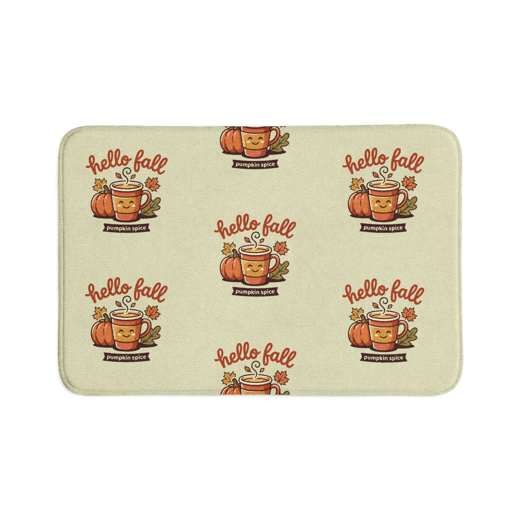 Hello Fall Pumpkin Spice Bath Mat Set — 3-Piece Fall Bathroom Decor