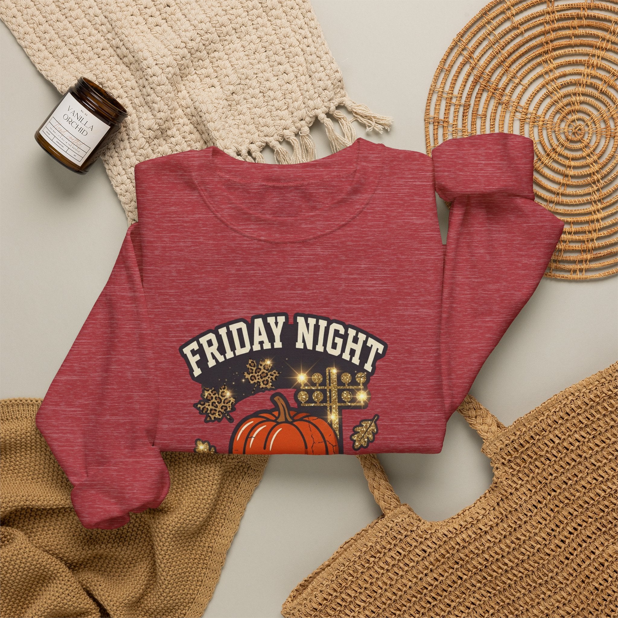 Friday Night Fall Lights Sweatshirt | Pumpkin Vintage Autumn Graphic