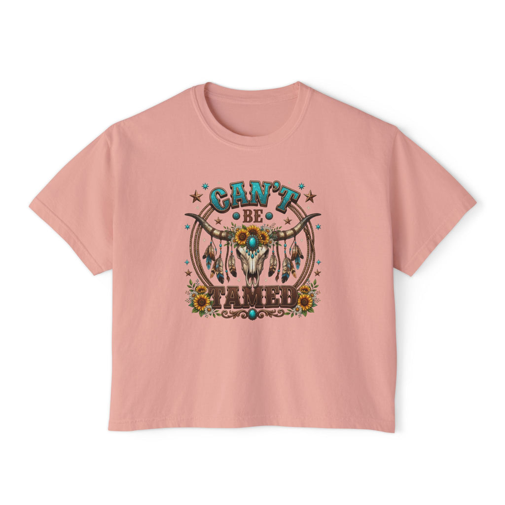 Can't Be Tamed Graphic Tee — Women's Boxy Western Cowboy Shirt