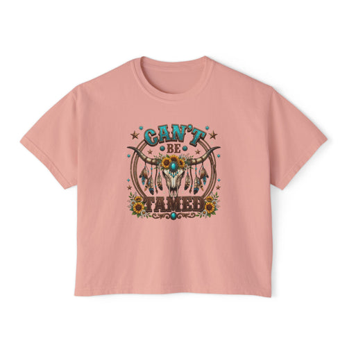 Can't Be Tamed Graphic Tee — Women's Boxy Western Cowboy Shirt