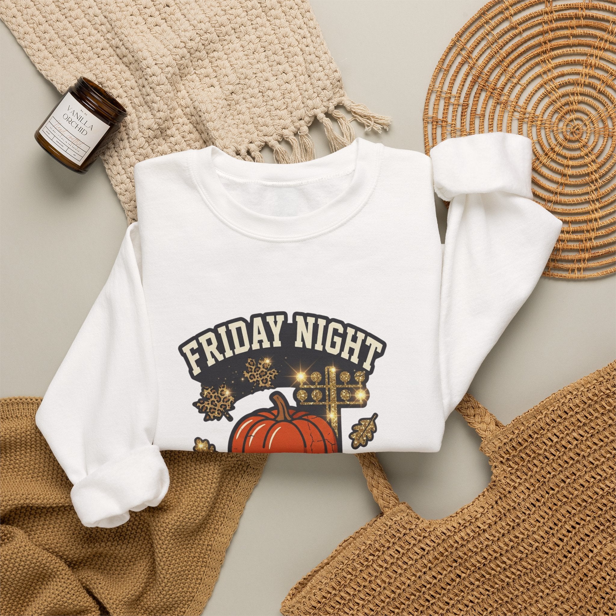 Friday Night Fall Lights Sweatshirt | Pumpkin Vintage Autumn Graphic