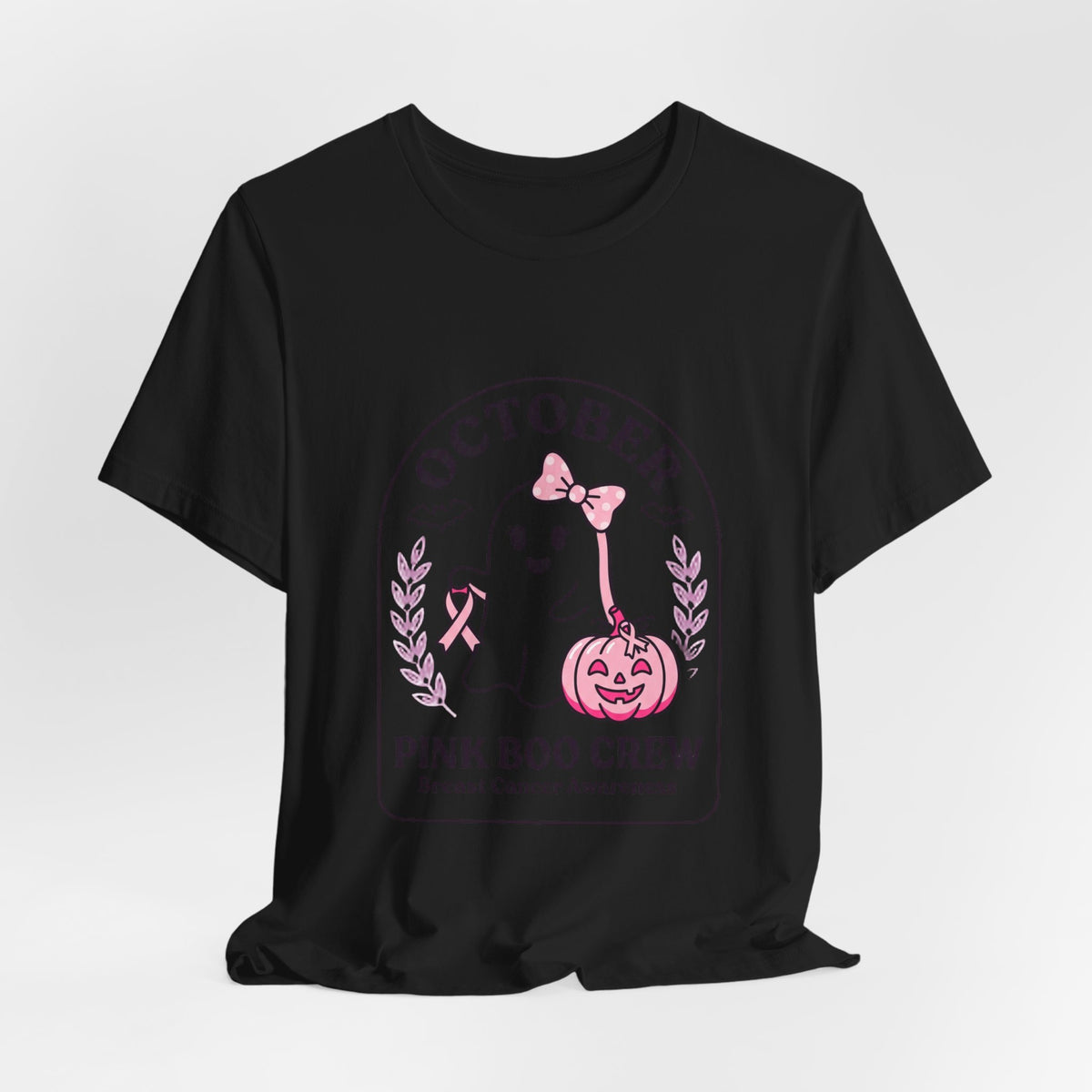 Pink Boo Crew Ghost Tee | Breast Cancer Awareness, Ribbon October