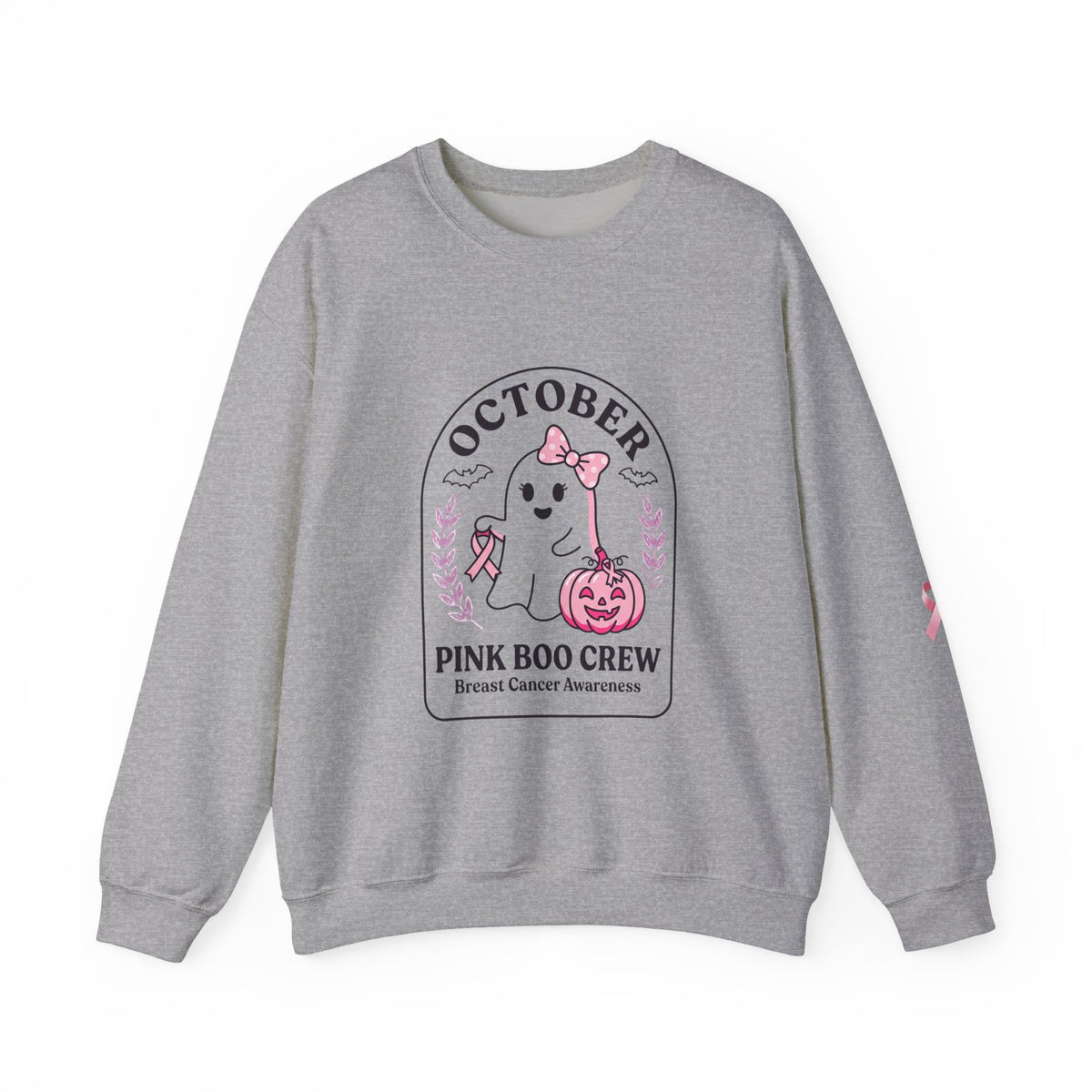 October Pink Boo Crew Sweatshirt | Breast Cancer Awareness, Ribbon