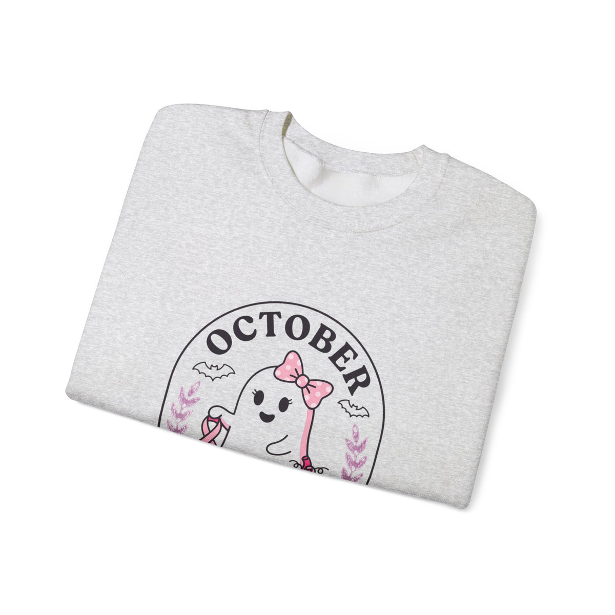 October Pink Boo Crew Sweatshirt | Breast Cancer Awareness, Ribbon
