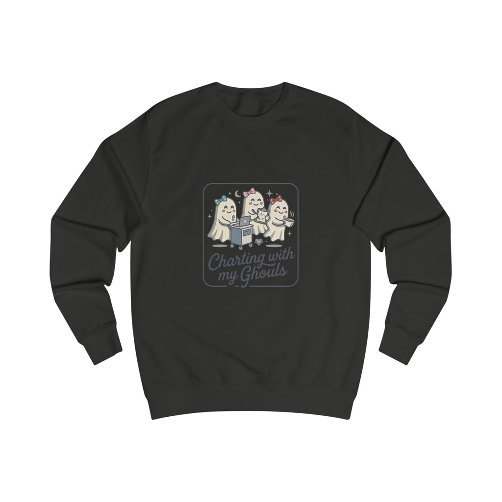 Charting With My Ghouls Sweatshirt — Cute Ghost Friends Halloween Pullover