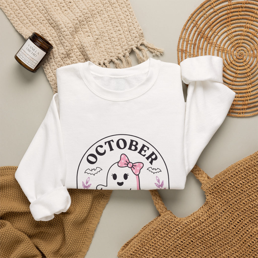 October Pink Boo Crew Sweatshirt | Breast Cancer Awareness, Ribbon