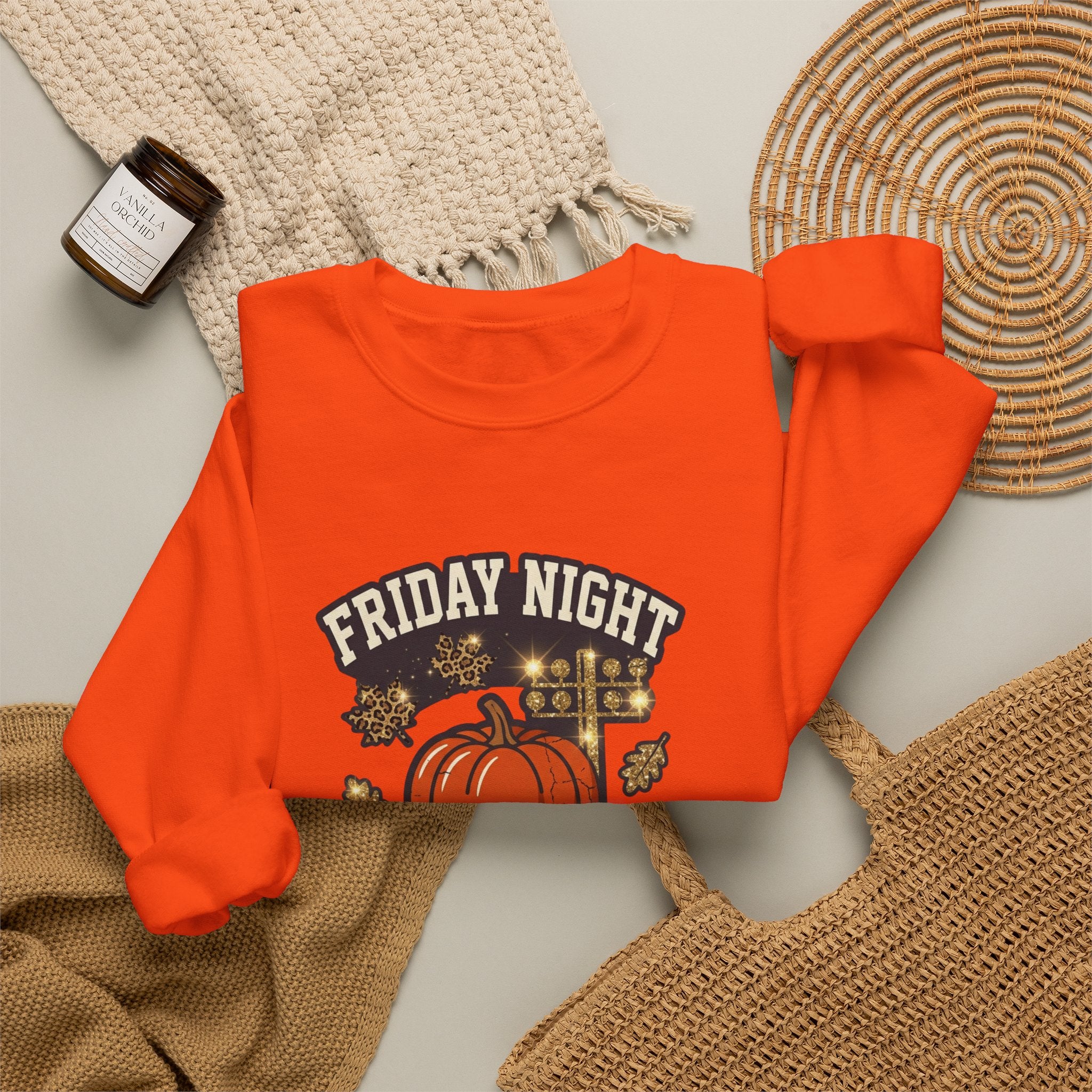 Friday Night Fall Lights Sweatshirt | Pumpkin Vintage Autumn Graphic