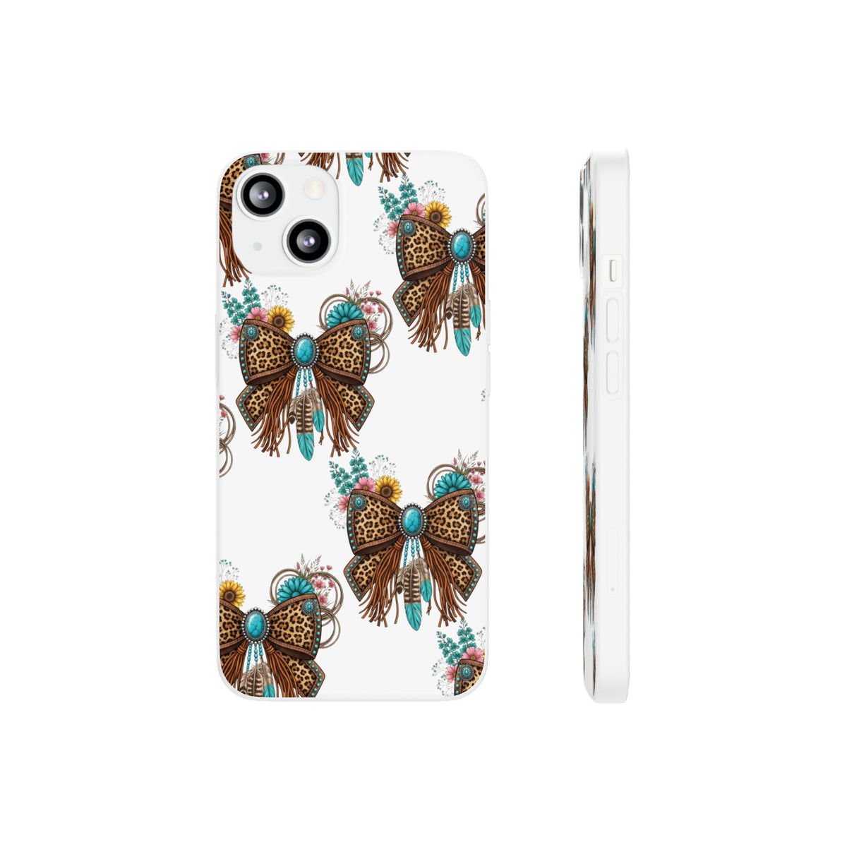 Leopard Turquoise Bow Phone Case