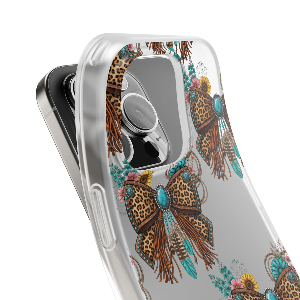 Leopard Turquoise Bow Phone Case