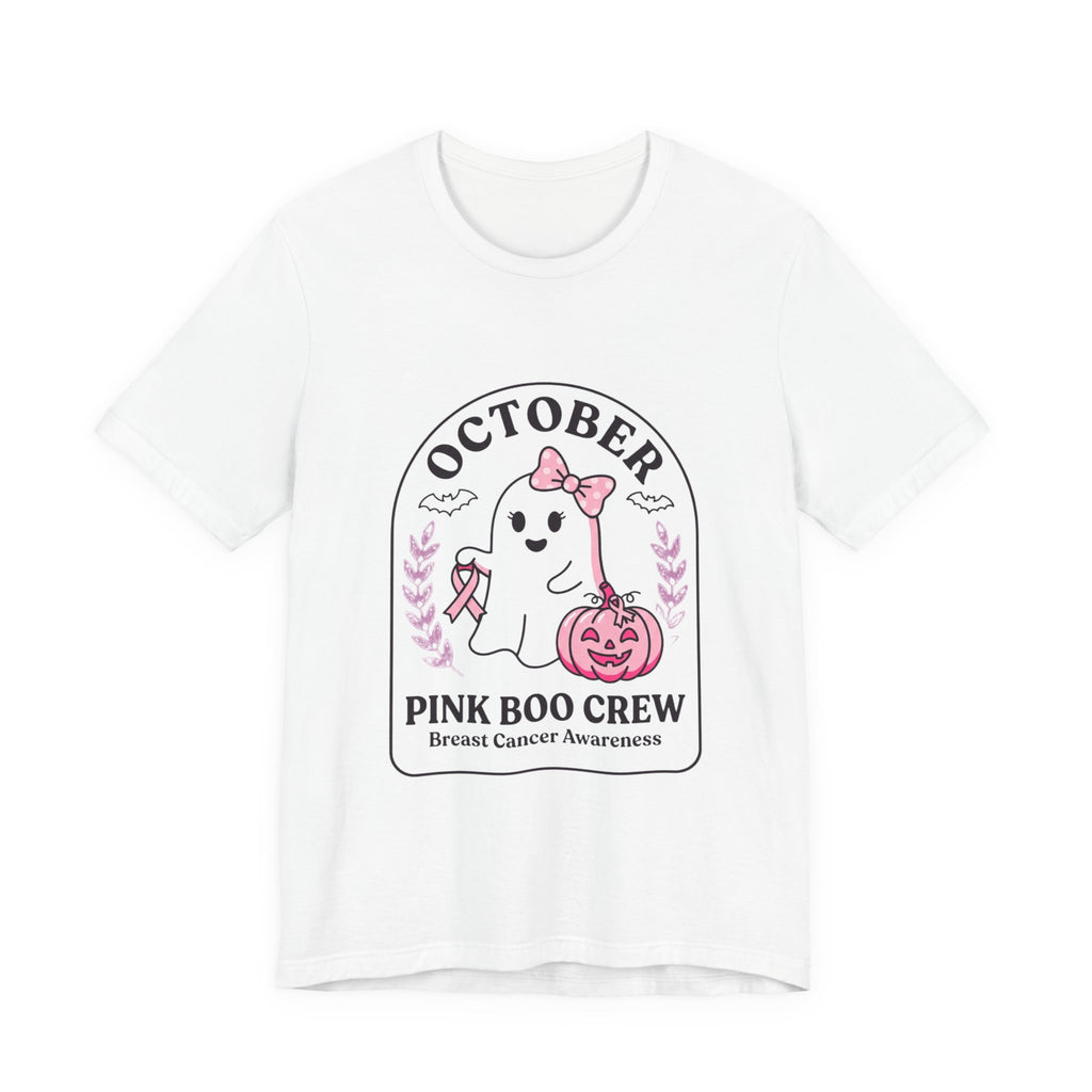 Pink Boo Crew Ghost Tee | Breast Cancer Awareness, Ribbon October