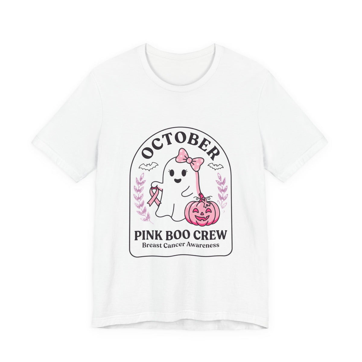 Pink Boo Crew Ghost Tee | Breast Cancer Awareness, Ribbon October