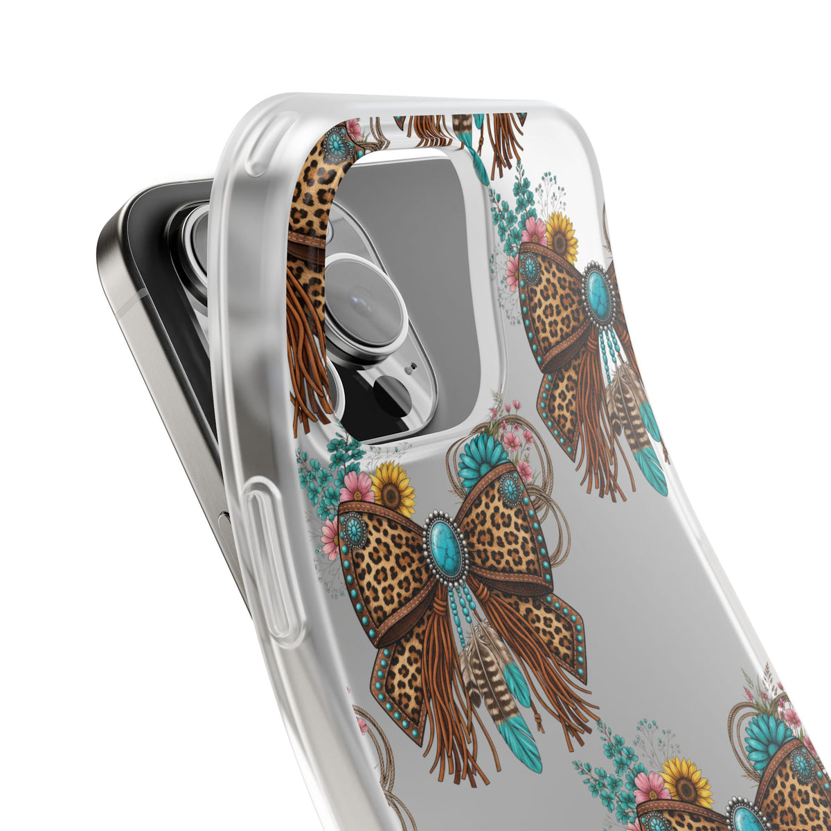 Leopard Turquoise Bow Phone Case