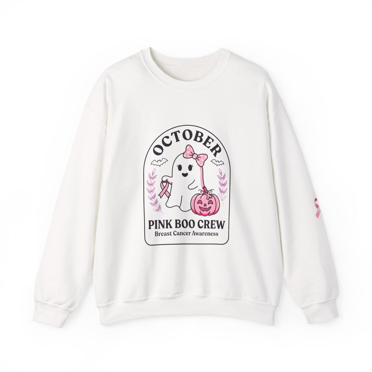 October Pink Boo Crew Sweatshirt | Breast Cancer Awareness, Ribbon
