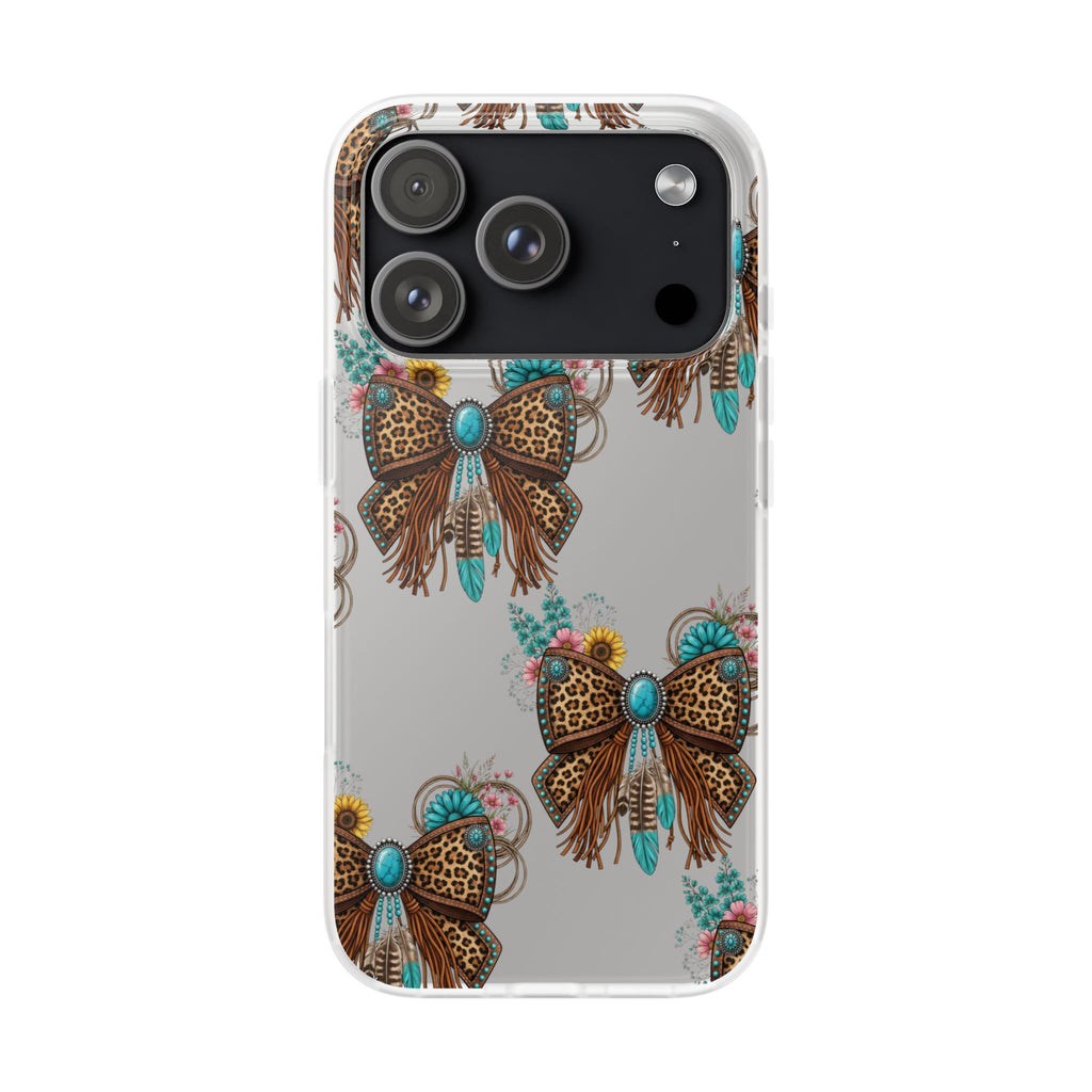 Leopard Turquoise Bow Phone Case