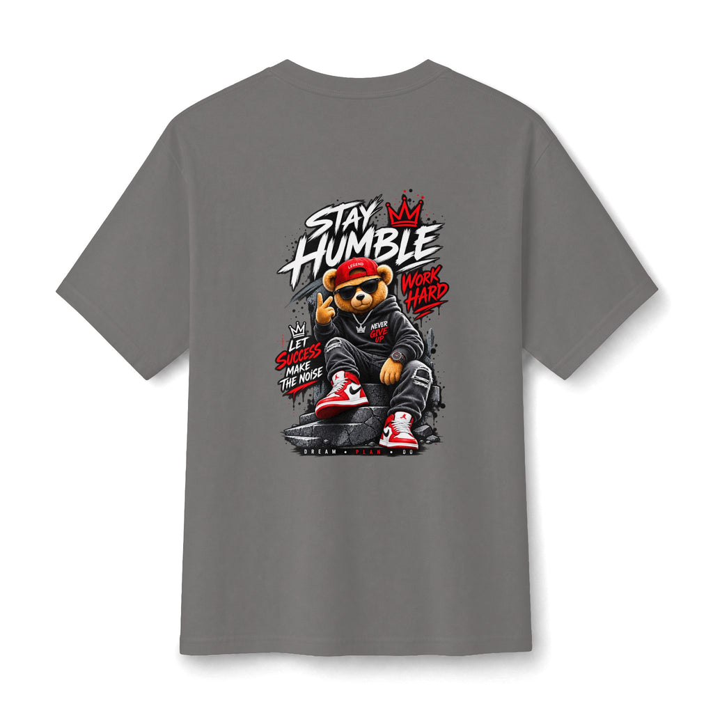 Stay Humble Bear Graphic Tee — Urban Streetwear Cotton T‑Shirt
