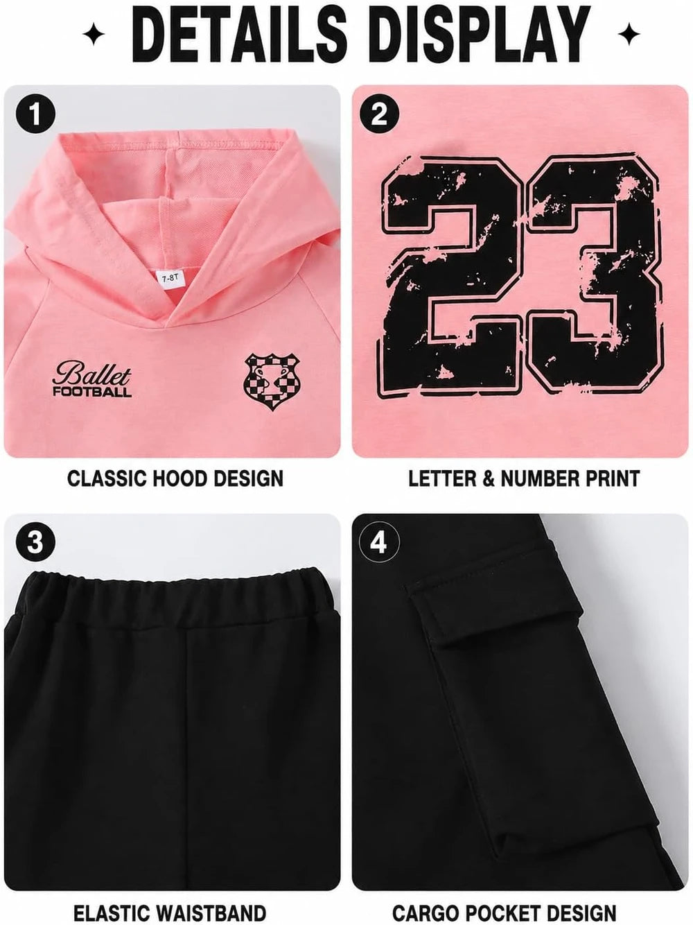 Tween Girls Sporty Hoodie And Cargo Pants Outfit