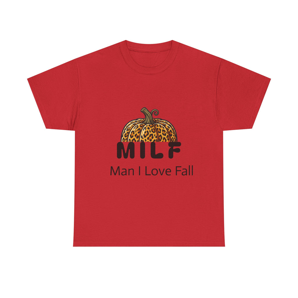 Fall Graphic Tee — "MILF: Man I Love Fall" Pumpkin Leopard Print