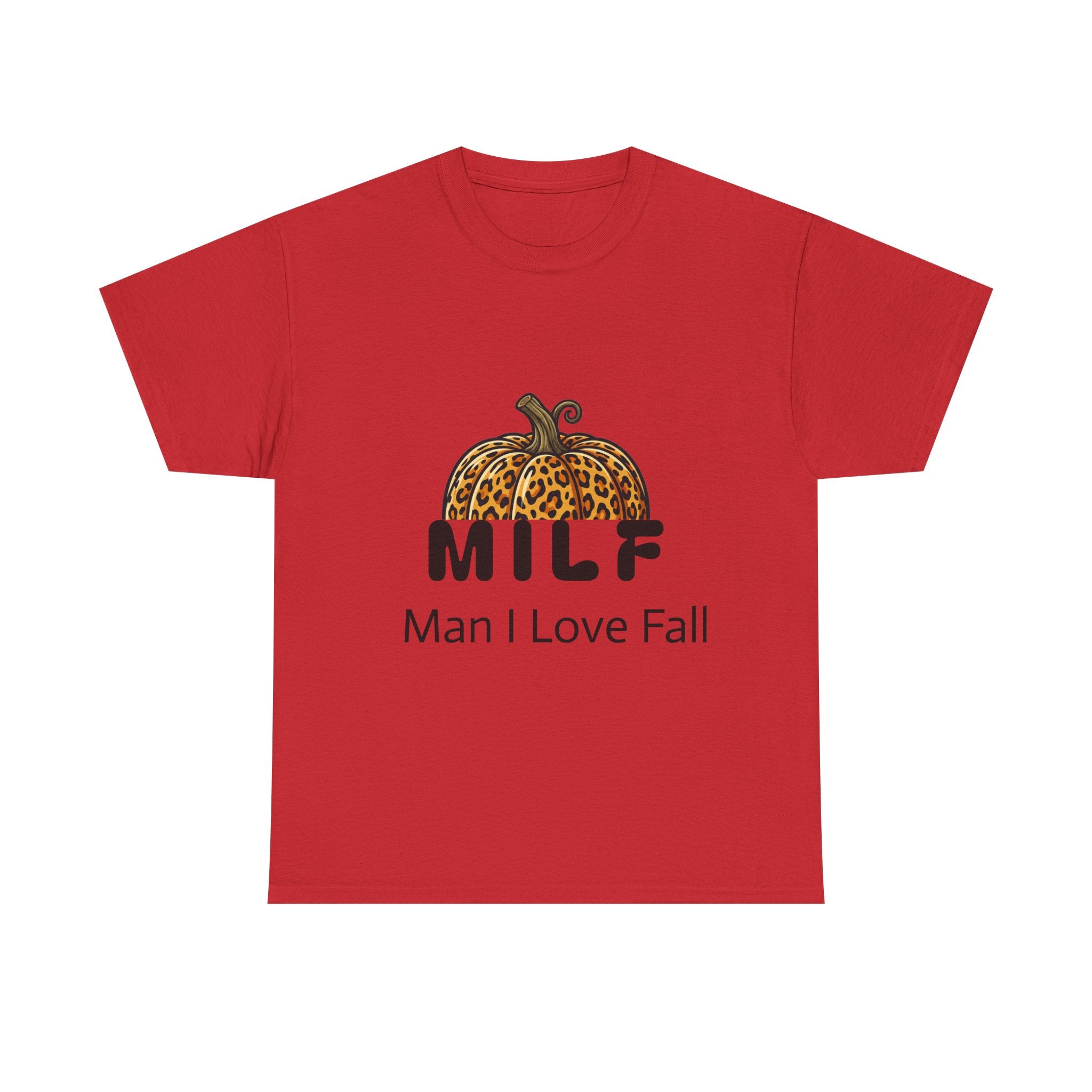 Fall Graphic Tee — "MILF: Man I Love Fall" Pumpkin Leopard Print