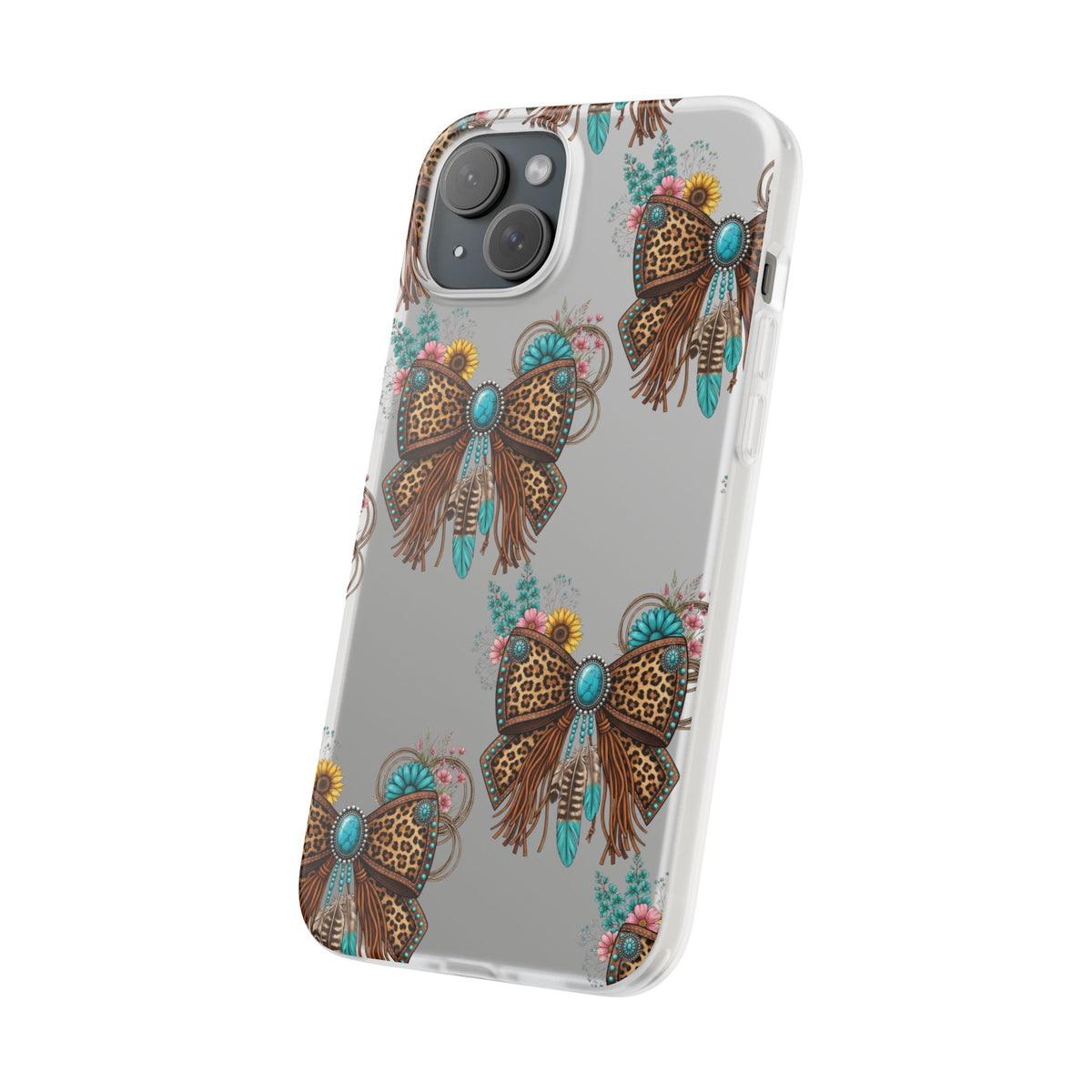 Leopard Turquoise Bow Phone Case