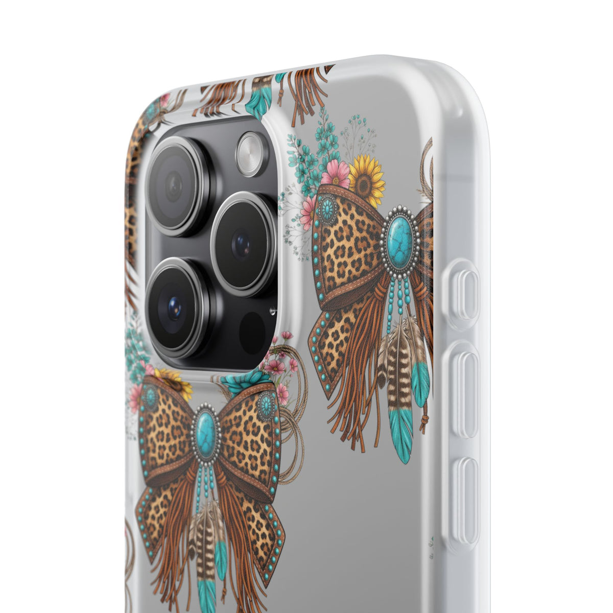 Leopard Turquoise Bow Phone Case