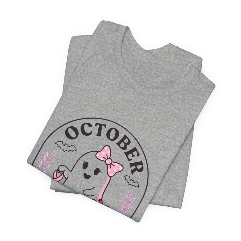 Pink Boo Crew Ghost Tee | Breast Cancer Awareness, Ribbon October
