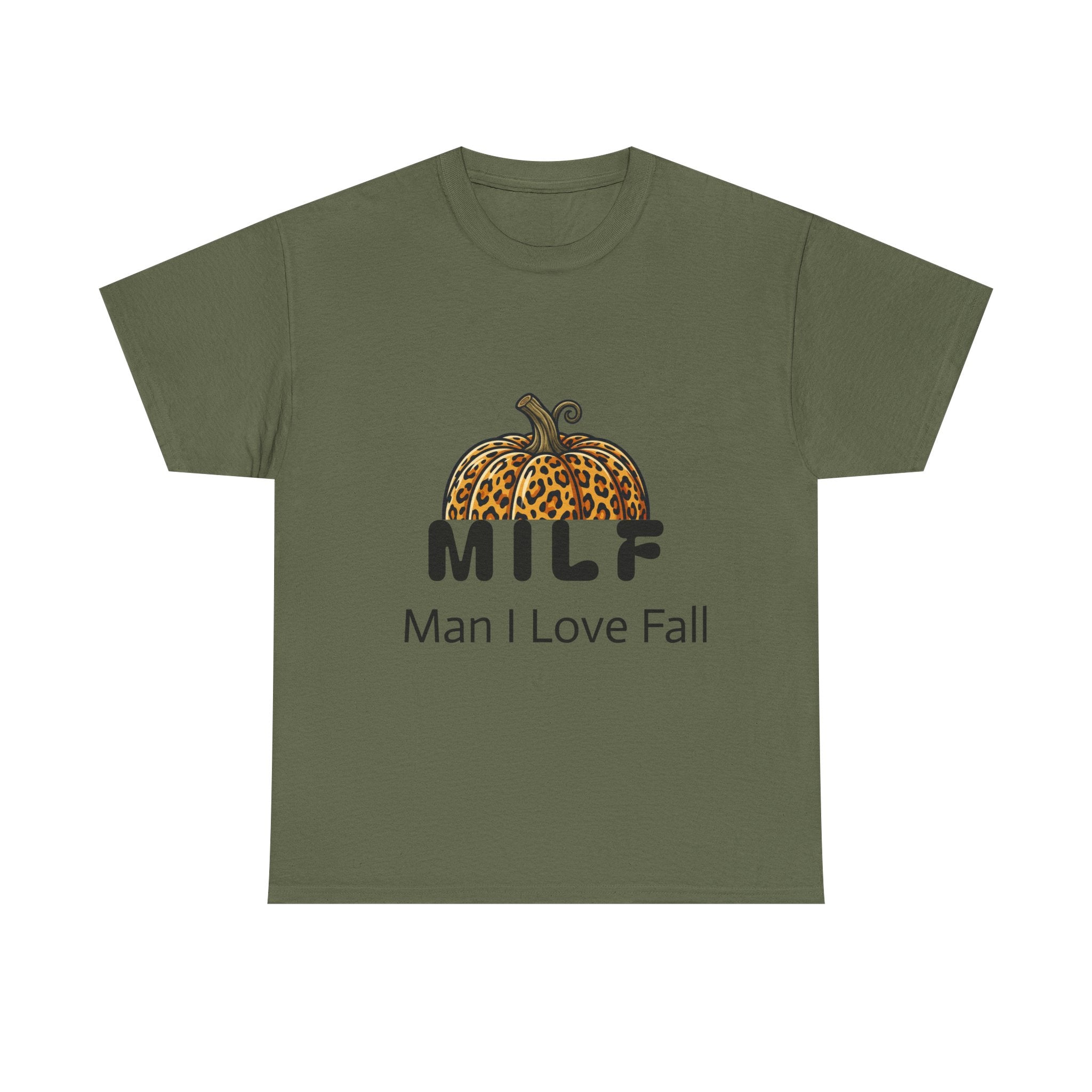 Fall Graphic Tee — "MILF: Man I Love Fall" Pumpkin Leopard Print