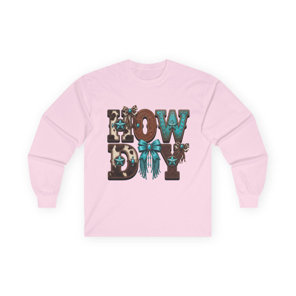 Long Sleeve Tee - "Howdy" Western Floral Cowgirl Graphic
